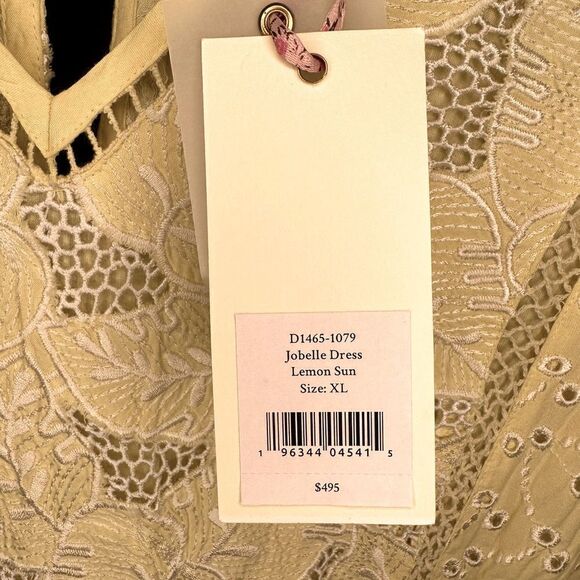LoveShackFancy Jobelle Crochet-Trimmed Broderie Anglaise Mini Dress in Yellow - Picture 8 of 10